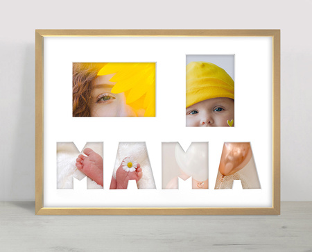Ramka na zdjęcia MAMA jasne drewno. Ramka na kolaż 6 zdjęć o rozmiarze 30x40 cm