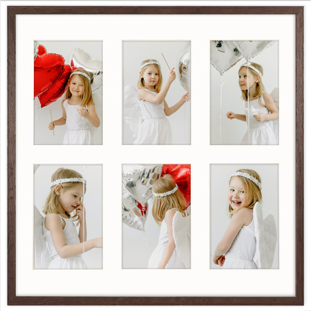 Foto Galeria 40x40 cm - ramka z passe partout na 6 zdjęć 10x15 cm kolor brązowy