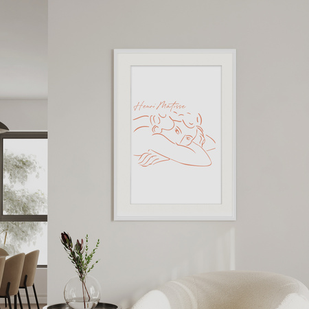 Ramka biała HEN PASS 1 z passe-partout – rozmiar 50X70 cm (okienko 40x60 cm)