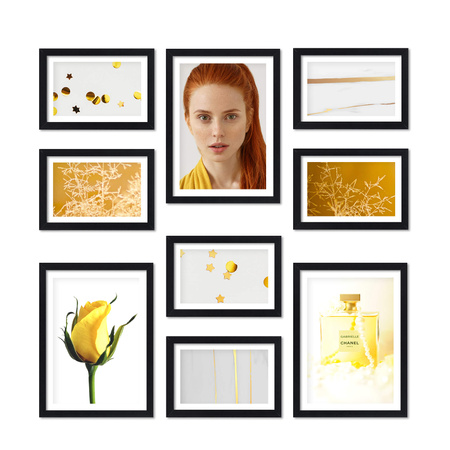 Zestaw czarnych ramek na 9 zdjęć PINIA 2 GF0027
