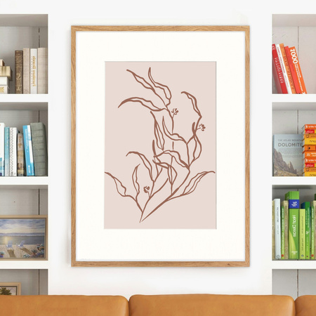 Ramka naturalna HEN PASS 01 z passe-partout – rozmiar 60x80 cm (40x60 cm)