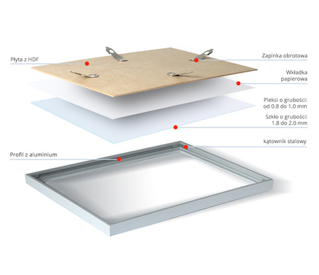 Ramka aluminiowa srebrna z PLEXI QAL 29,7x42 cm