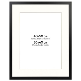 Ramka czarna HEN PASS 2 z passe-partout – rozmiar 40x50 cm ( 30x40 cm)