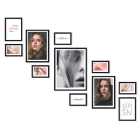 Zestaw czarnych ramek na 11 zdjęć PINIA 2 GF0030 L