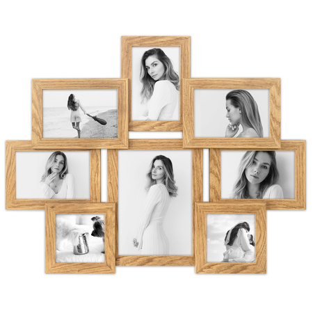 Multirama na 8 zdjęć MULTI  HEN 01 ramka na zdjęcia w kolorze dębowym
