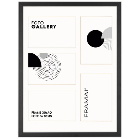 Foto Galeria 30x40 cm kolor czarny - ramka z passe partout na 5 zdjęcia 10x15 cm