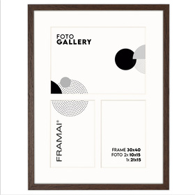 Foto Galeria 30x40 cm brązowa - ramka z passe partout na 3 zdjęcia 10x15 cm 15x21 cm