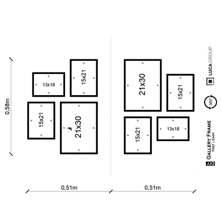 Zestaw białych ramek na 8 zdjęć PINIA 1 GF0043