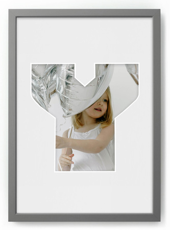 Ramka LITERKA "Y" Szara. Ramka z passe partout o rozmiarze 21x30 cm