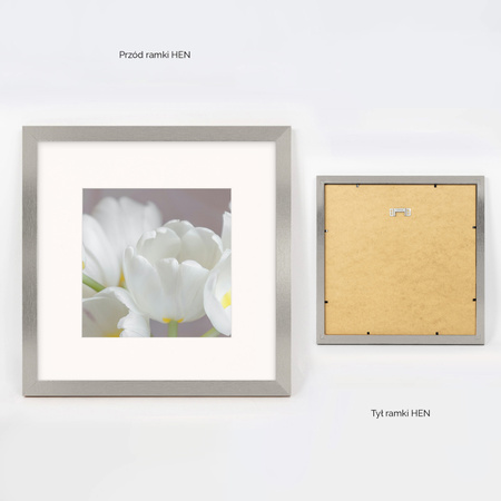 Ramka srebrna HEN PASS S z passe-partout – rozmiar 30x30 cm (okienko 20x20 cm)