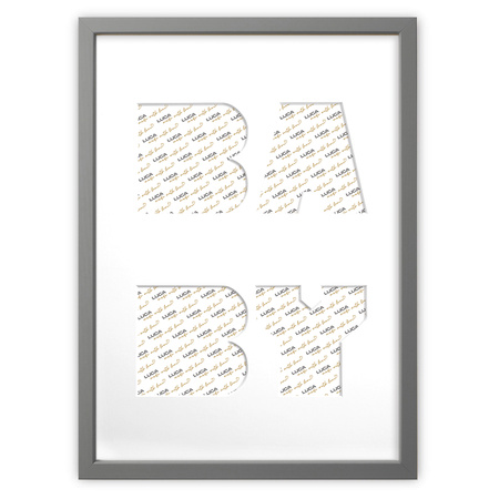 Ramka na zdjęcia BABY szara. Ramka z passe partout o rozmiarze 30x40 cm