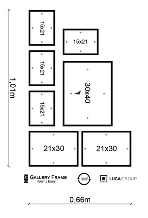 Zestaw czarnych ramek na 7 zdjęć PINIA 2 GF0022