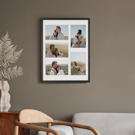 Foto Galeria 30x40 cm kolor czarny - ramka z passe partout na 5 zdjęcia 10x15 cm