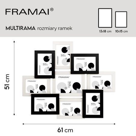 Multirama na 9 zdjęć MULTI HEN 1-2 ramka na zdjęcia w kolorze czarno-białym