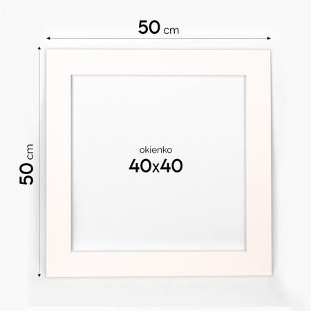 Ramka biała HEN PASS 1 z passe-partout – rozmiar 50X50 cm (okienko 40x40 cm)