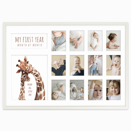 Ramka 40x60 cm kalendarz PIERWSZY ROCZEK - kolaż na 13 zdjęć