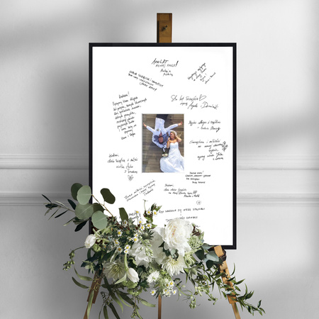 Ramka na weselną pamiątkę z passe partout o rozmiarze 50x70 cm