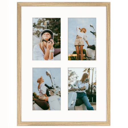 Foto Galeria 30x40 cm kolor dębowy - ramka z passe partout na 4 zdjęcia 10x15 cm