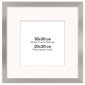 Ramka srebrna HEN PASS S z passe-partout – rozmiar 30x30 cm (okienko 20x20 cm)