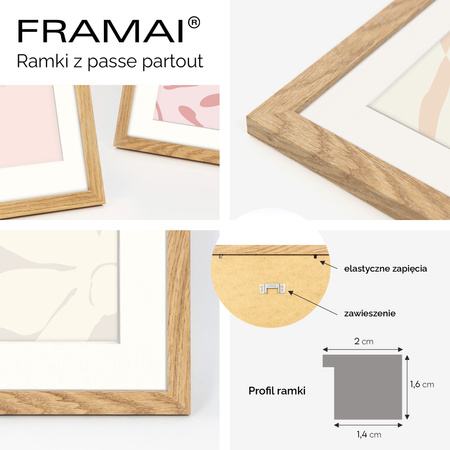 Ramka naturalna HEN PASS 01 z passe-partout – rozmiar 40x50 (30x40) cm