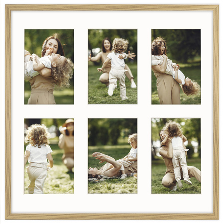 Foto Galeria 40x40 cm - ramka z passe partout na 6 zdjęć 10x15 cm kolor dębowy