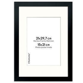 Ramka czarna HEN PASS 2 z passe-partout – rozmiar 21x29,7 cm (okienko 15x21 cm)
