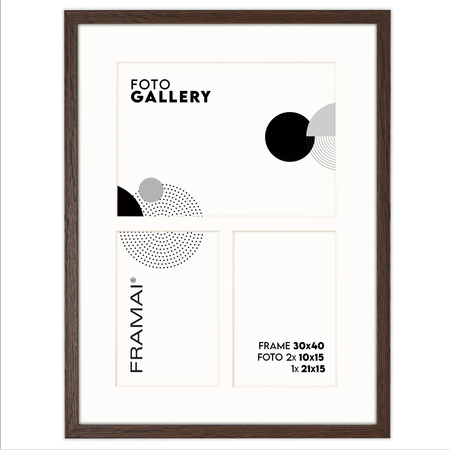 Foto Galeria 30x40 cm brązowa - ramka z passe partout na 3 zdjęcia 10x15 cm 15x21 cm