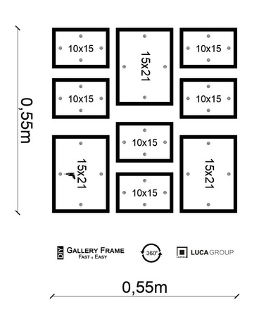 Zestaw naturanych ramek na 9 zdjęć PINIA 00 GF0027