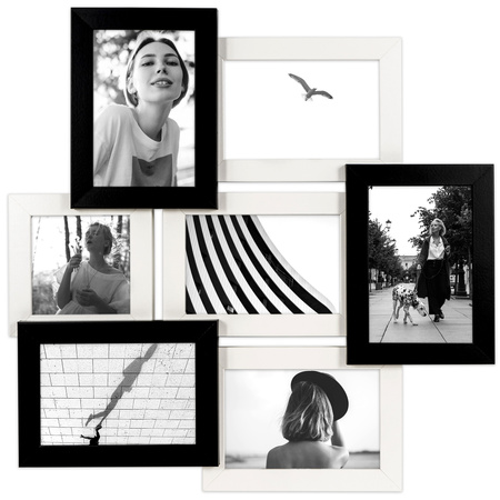 Multirama na 7 zdjęć MULTI HEN 1-2 ramka na zdjęcia - czarno-biała