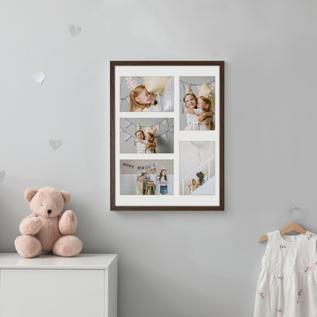 Foto Galeria 30x40 cm kolor brązowy - ramka z passe partout na 5 zdjęcia 10x15 cm
