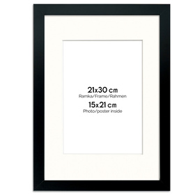 Ramka czarna HEN PASS 2 z passe-partout – rozmiar 21x30 cm (okienko 15x21 cm)