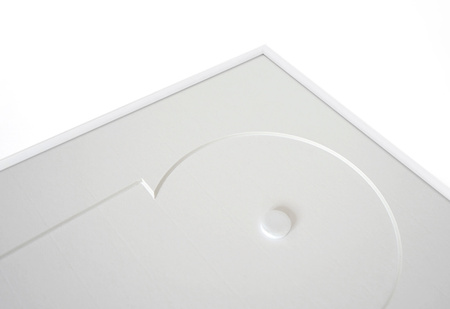 Ramka na płytę CD w kolorze białym. Ramka aluminiowa o rozmiarze 21x30 cm