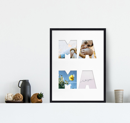 Ramka na zdjęcia MAMA czarna. Ramka z passe partout o rozmiarze 30x40 cm