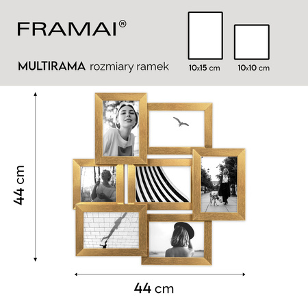 Multirama na 7 zdjęć MULTI HEN Z ramka na zdjęcia - złota