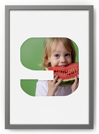 Ramka CYFERKA "9" Szara. Ramka z passe partout o rozmiarze 21x30 cm