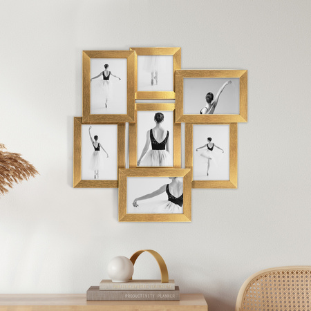 Multirama na 7 zdjęć MULTI HEN Z ramka na zdjęcia - złota