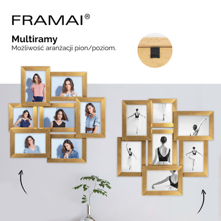 Multirama na 7 zdjęć MULTI HEN Z ramka na zdjęcia - złota