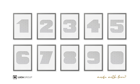 Ramka CYFERKA "9" Szara. Ramka z passe partout o rozmiarze 21x30 cm