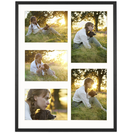 Foto Galeria 40x50 cm - ramka z passe partout na 5 zdjęć 13x18 cm 15x21 cm kolor czarny