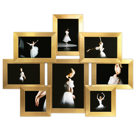 Multirama na 8 zdjęć MULTI HEN Z ramka na zdjęcia w kolorze złotym