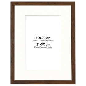 Ramka brązowa HEN PASS 4 z passe-partout – rozmiar 30x40 cm (okienko 21x30 cm)