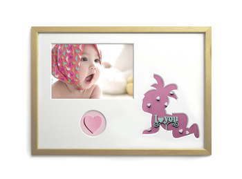 Ramka na zdjęcia do pokoju dziecięcego jasne drewno. Ramka z passe partout o rozmiarze 21x30 cm