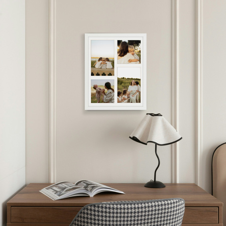 Biała Foto Galeria 24x30 cm - ramka z passe partout na 4 zdjęcia 10x15 cm 10x10 cm