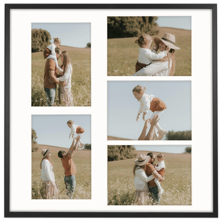 Foto Galeria 50x50 cm - ramka z passe partout na 5 zdjęć 15x21 cm czarna