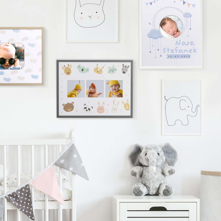 Ramka do pokoju dziecięcego - Drewniana Ramka z kolorowym passe partout o rozmiarze 30x40 cm