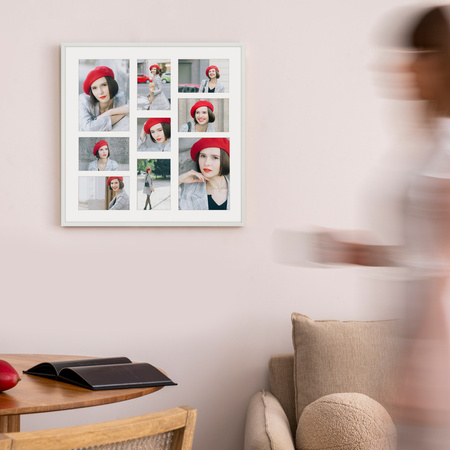 Foto Galeria 50x50 cm - ramka z passe partout na 9 zdjęć 10x15 cm 15x21 cm 10x10 cm biała