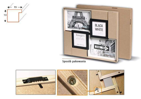 Multirama MULTI BLACK AND WHITE 43 ramka na 4 zdjęcia