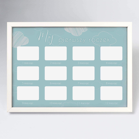 Ramka na zdjęcia MÓJ PIERWSZY ROCZEK - CHŁOPIEC. Ramka z passe partout o rozmiarze 21x30 cm