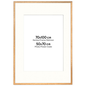 Ramka naturalna HEN PASS 01 z passe-partout – rozmiar 70x100 cm (50x70 cm)