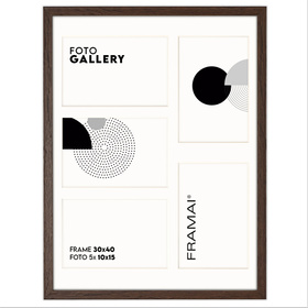 Foto Galeria 30x40 cm kolor brązowy - ramka z passe partout na 5 zdjęcia 10x15 cm